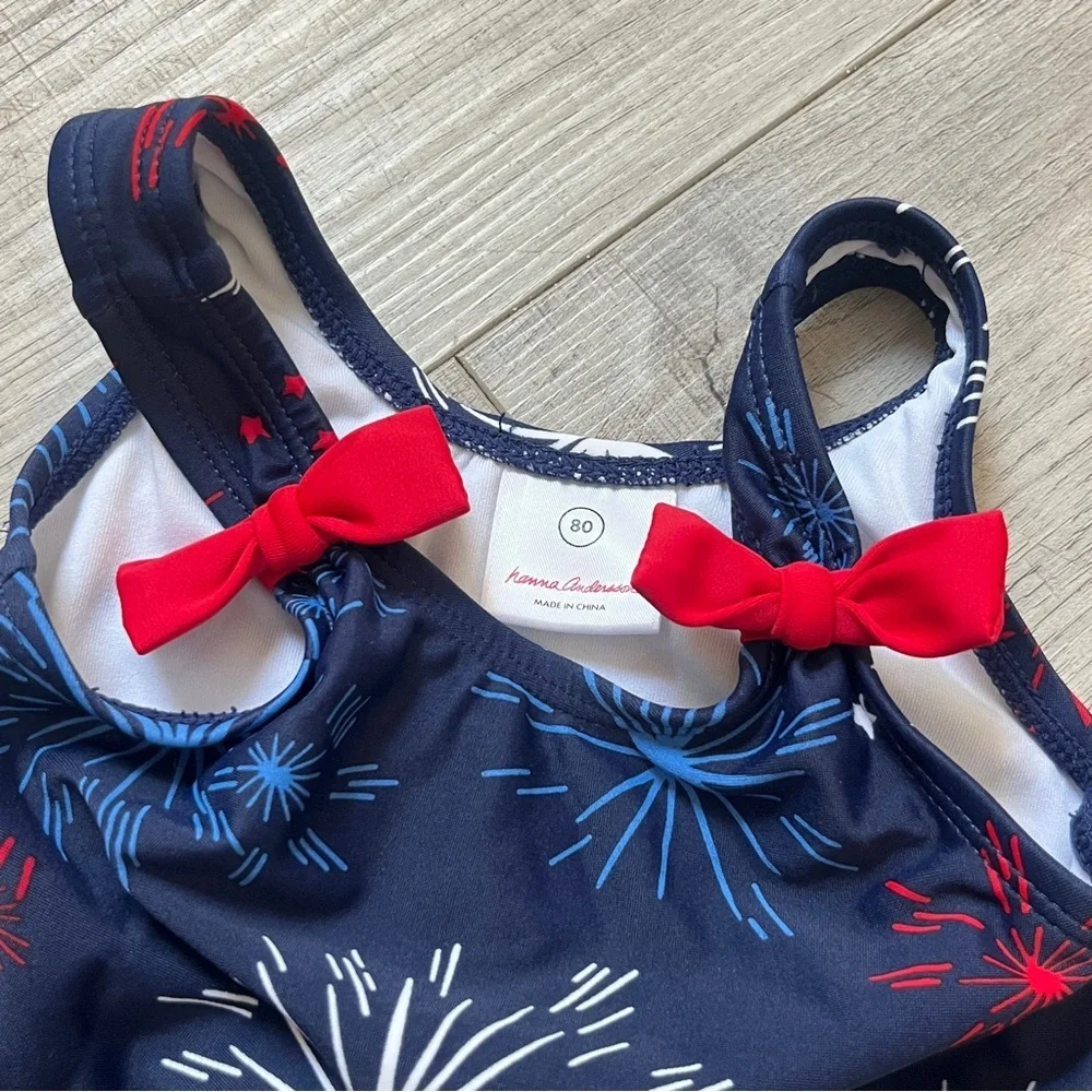 Hanna Andersson Firework Swimsuit - 18-24M - Patriotic One-Piece Summer Beach